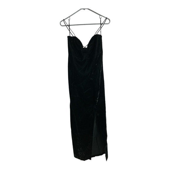 NWT Jessica McClintock Gunne Sax Vintage Black Velvet Spaghetti Strap Dress - Picture 2 of 16